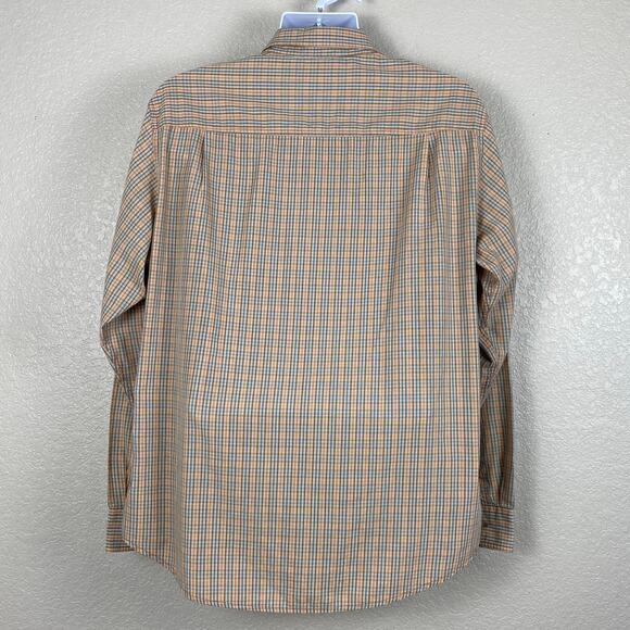 Haggar Life Khaki Button Up Mens Size XL Orange Tan Plaid Long Sleeve Gorpcore - Picture 2 of 13